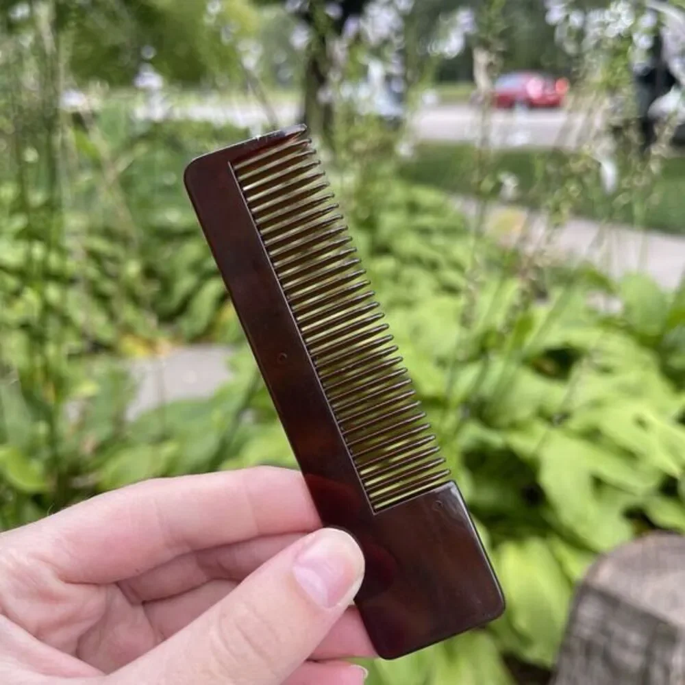 Vintage Hair Comb USA Lucite Hard Plastic Tortoise Shell Print 6
